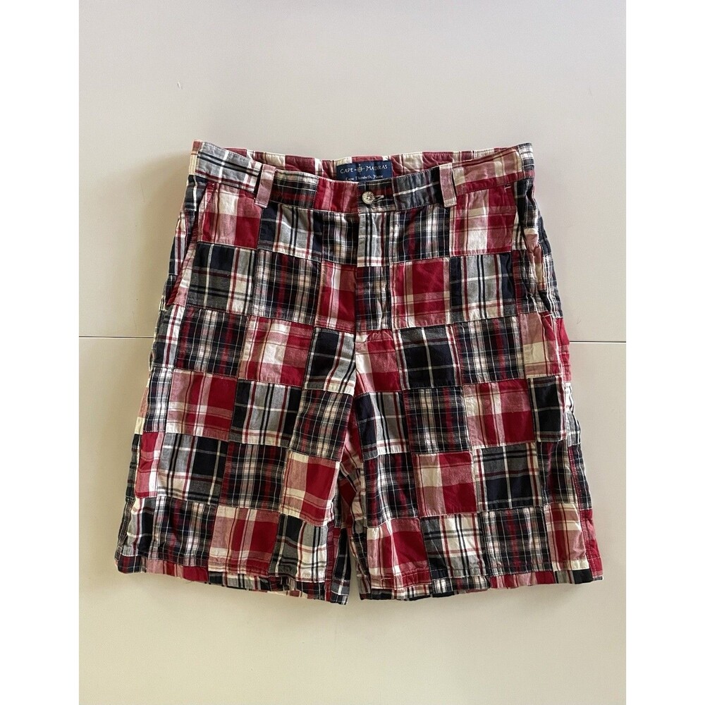 Women’s Cape Madras Fully Lined Red, White, and Blue Plaid Shorts -Size 8